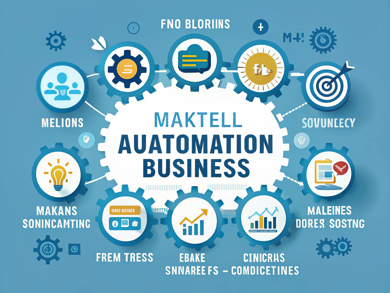 Marketing automation for small business image showing various automation tools and growth charts