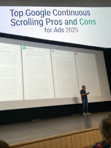 google continuous scrolling pros and cons for ads