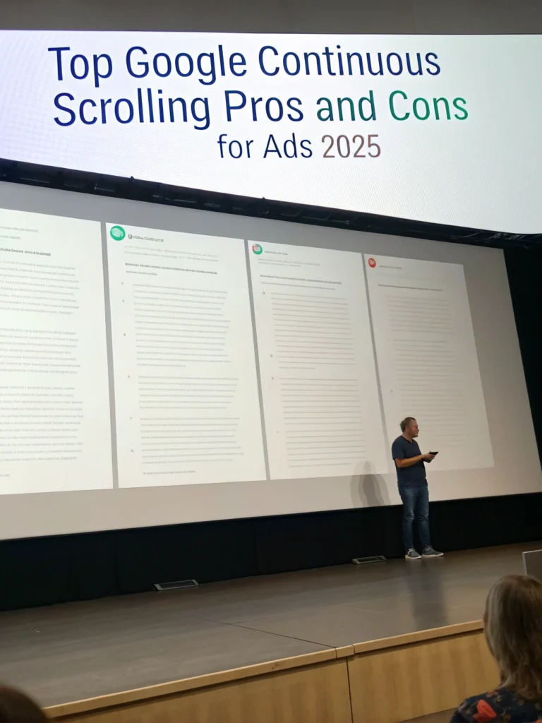 google continuous scrolling pros and cons for ads